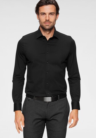 OLYMP Regular fit Overhemd in Zwart: voorkant