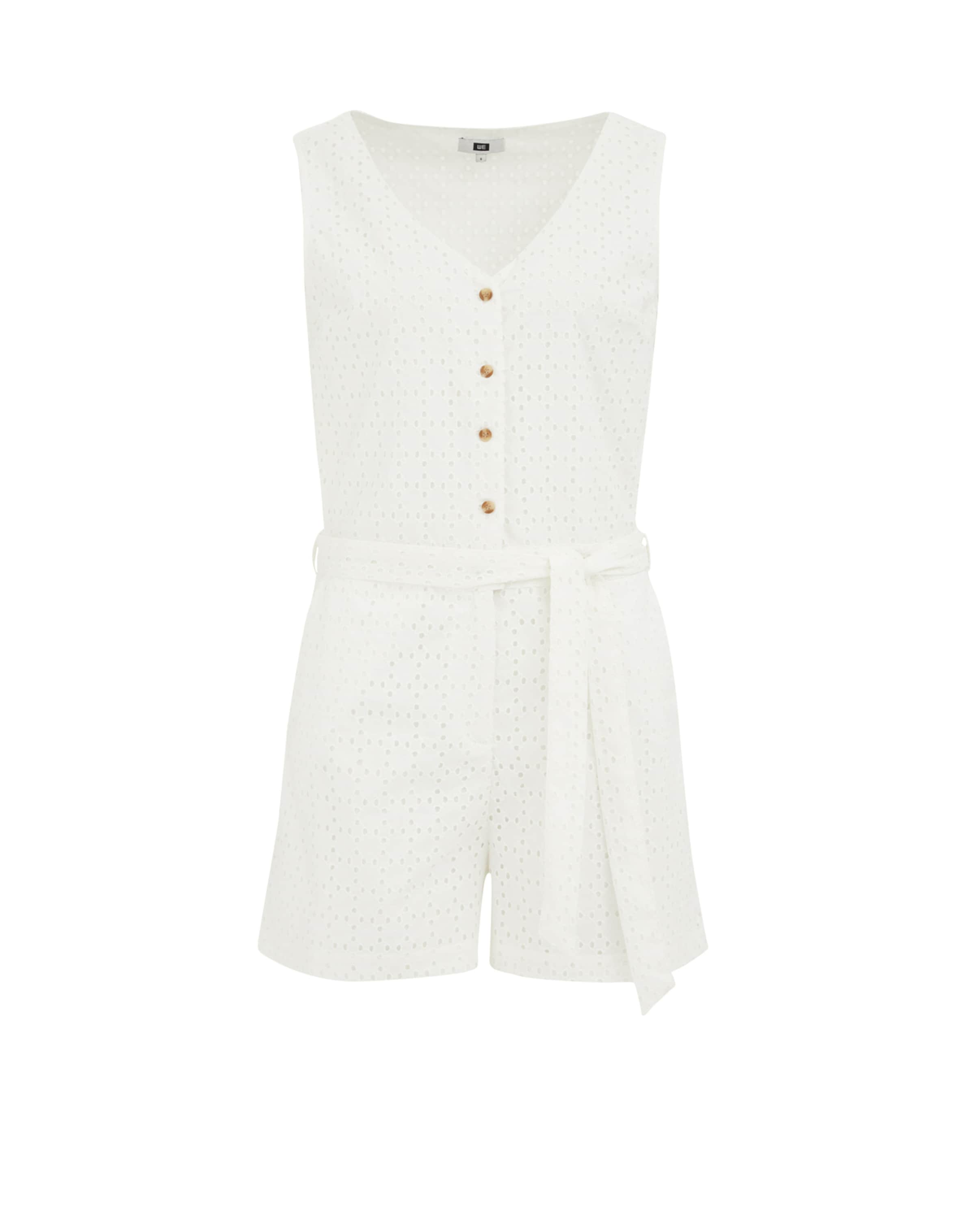 Salopeta de la WE Fashion pe alb: față