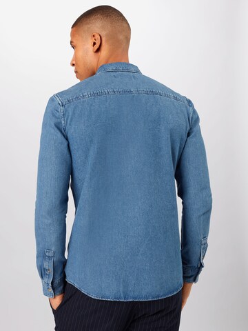 TOM TAILOR DENIM Slim fit Button Up Shirt in Blue