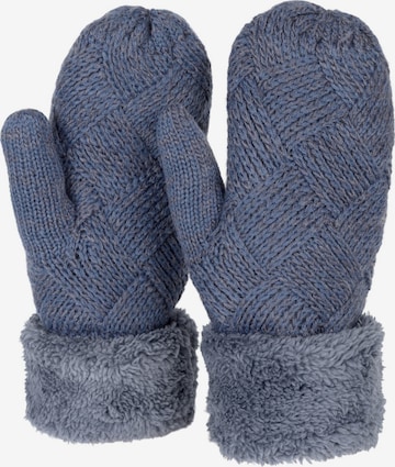 styleBREAKER Fäustlinge 'Strickhandschuhe Fäustlinge mit Rauten Muster und Fleece' in Blau: Vorderseite