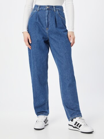 Carhartt WIP Tapered Pleated Jeans 'Stayton' in Blue: front