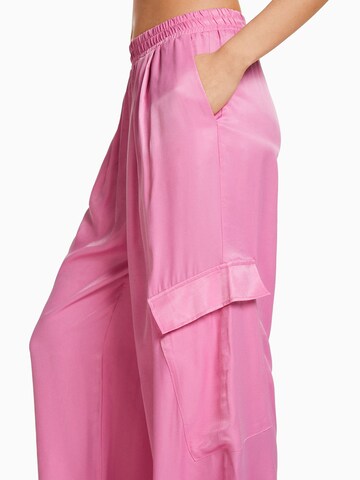 Bershka Wide Leg Hose in Pink