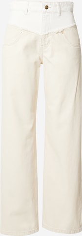 Wide Leg Jean co'couture en beige : devant