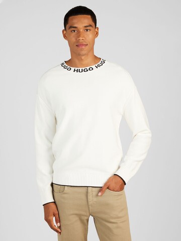HUGO Red Пуловер 'Smarlo' в бяло: отпред