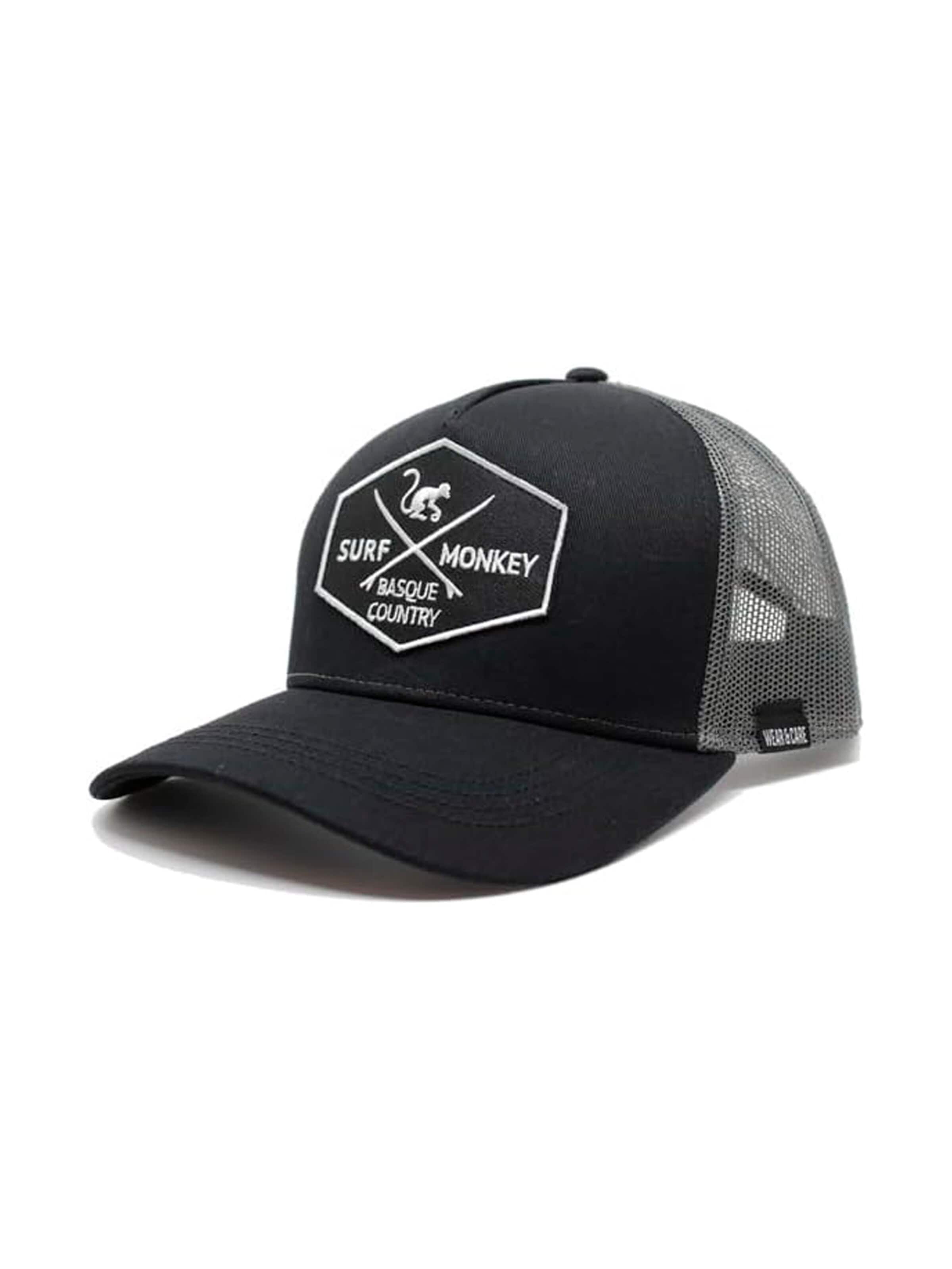 Cappello da baseball sportivo di Surf Monkey in nero: frontale