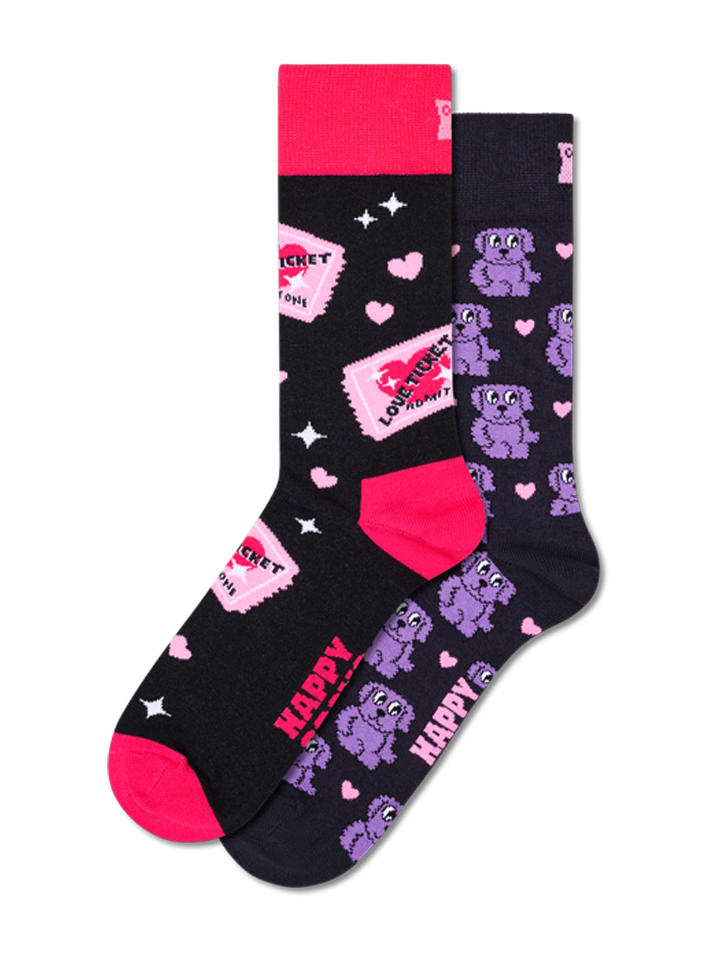 Happy Socks Socken 'Love Tickets' in Schwarz: Vorderseite