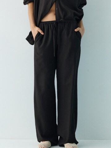 Pull&Bear Wide Leg Bukser i sort: forside