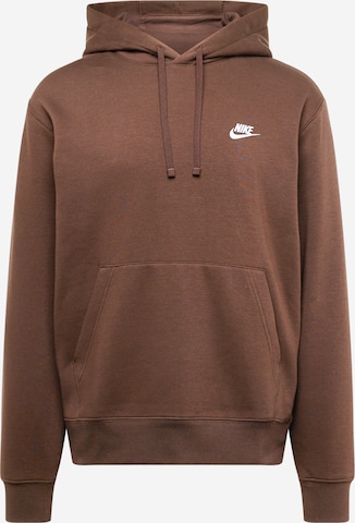 Nike Sportswear Regular Fit Collegepaita 'Club Fleece' värissä ruskea: edessä