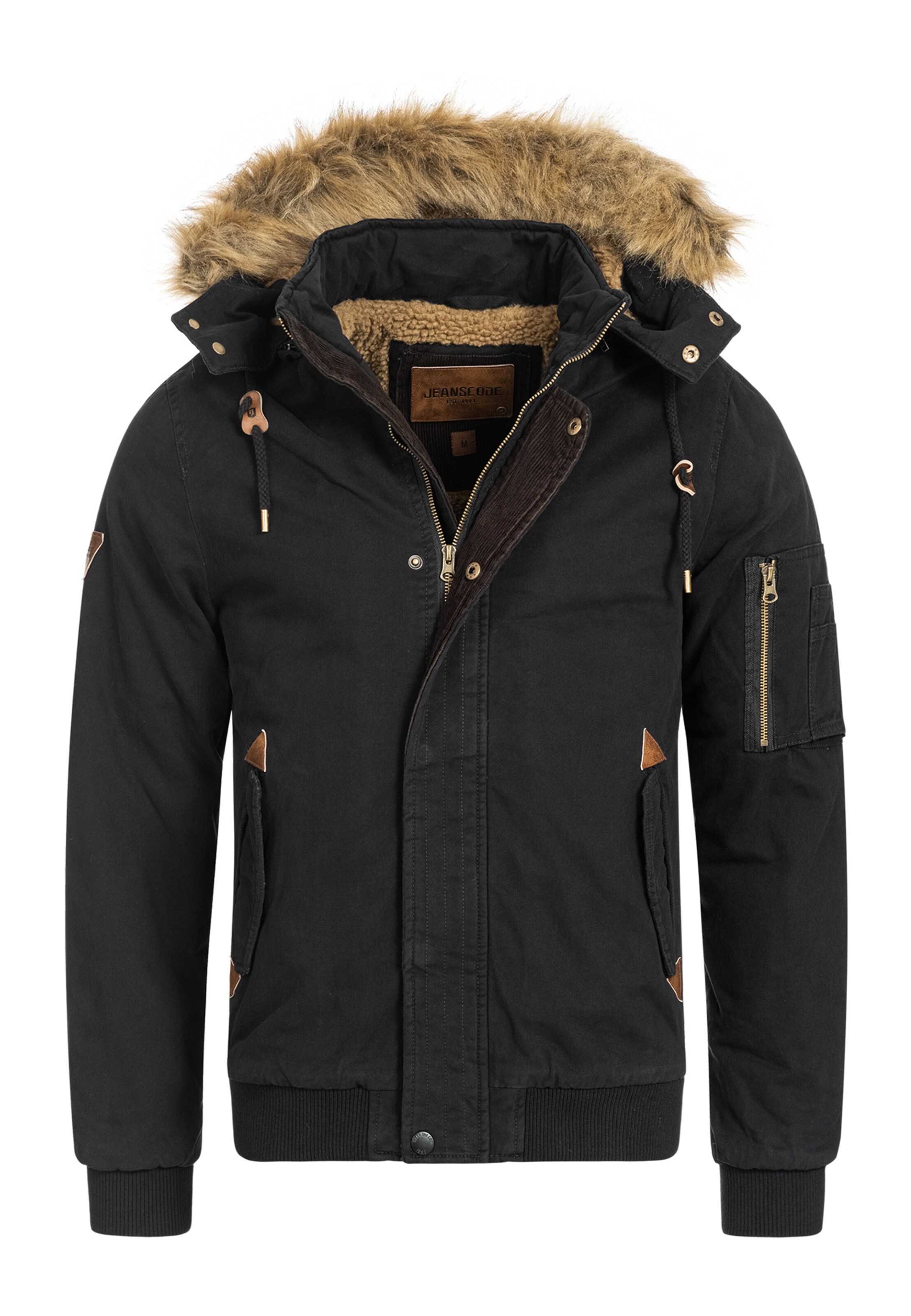 INDICODE JEANS Winterjas 'Pennington' in Zwart: voorkant
