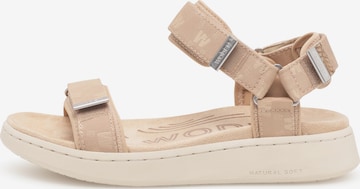 WODEN Sandaler ' Line Woven ' i beige: forside