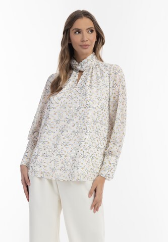Camicia da donna di faina in bianco: frontale