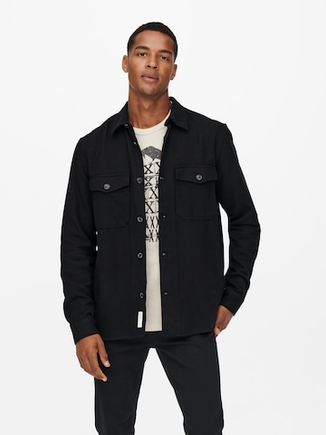 Only & Sons Regular fit Overhemd 'Milo' in Zwart: voorkant