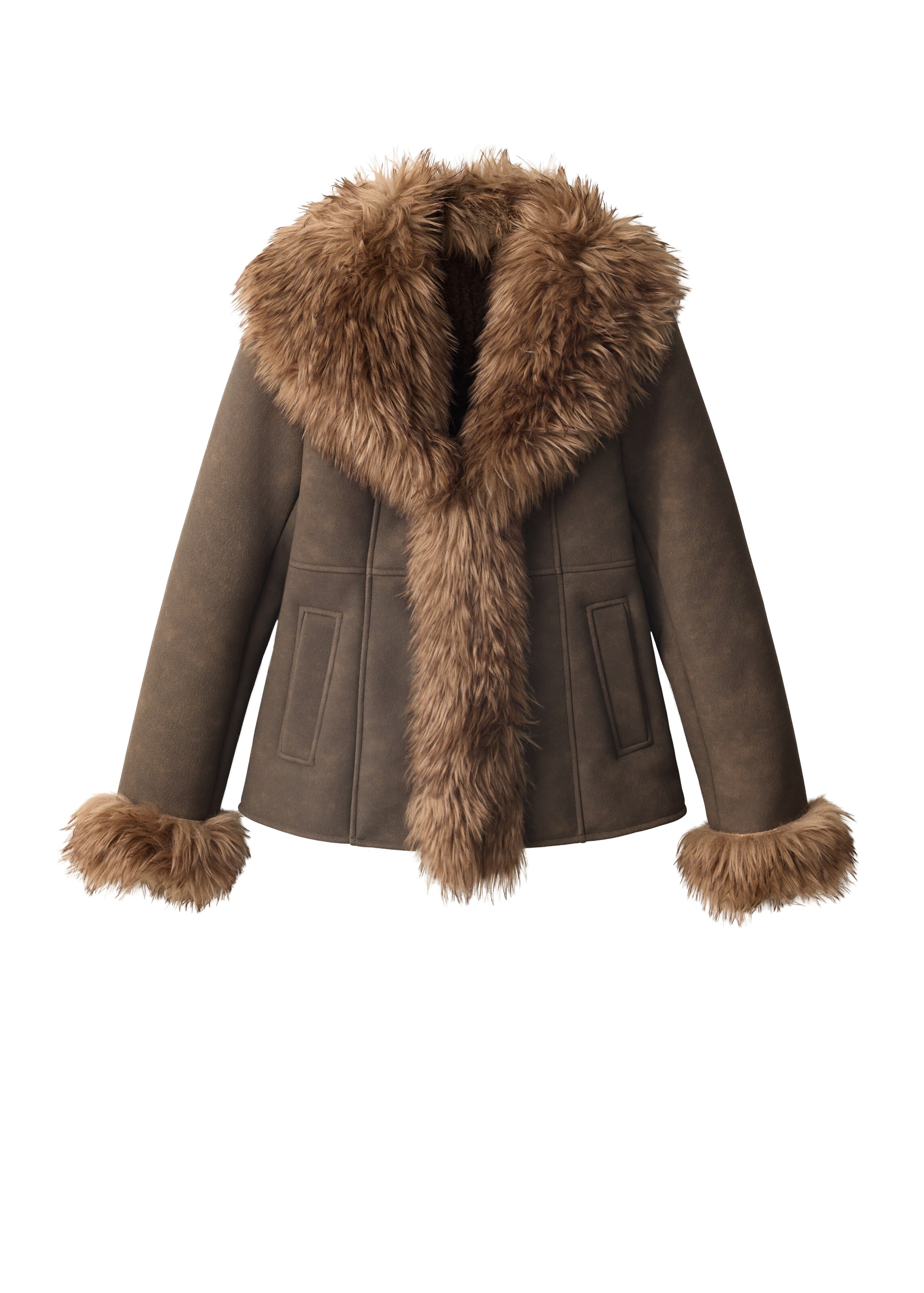 Giacca invernale 'FURBY' di MANGO in marrone: frontale