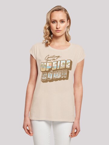 F4NT4STIC Shirt 'Stranger Things Greetings From Upside Down Netflix TV Series' in Beige: front