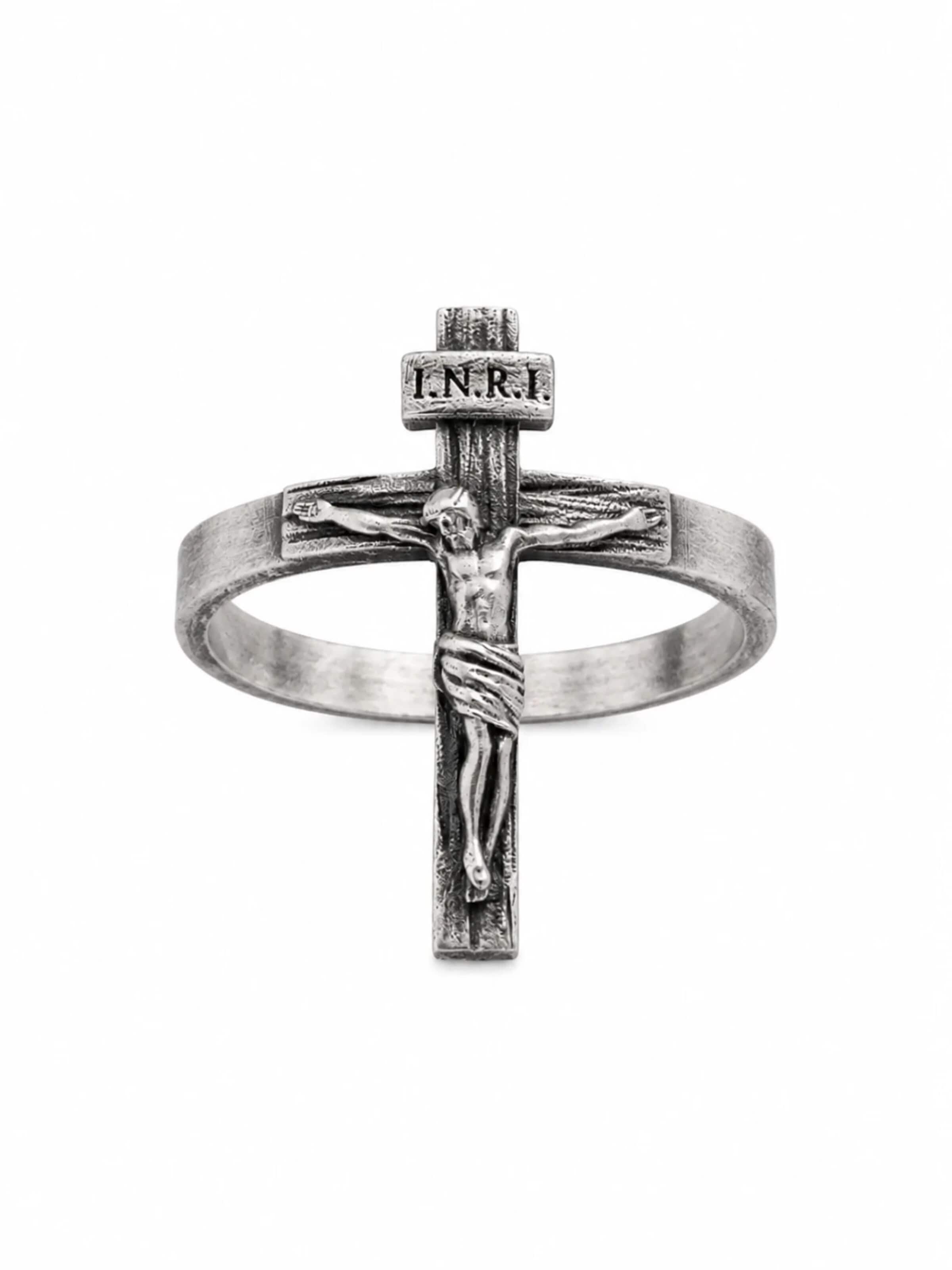 REYTELPrsten 'JESUS CRUCIFIX INRI' - srebro boja: prednji dio