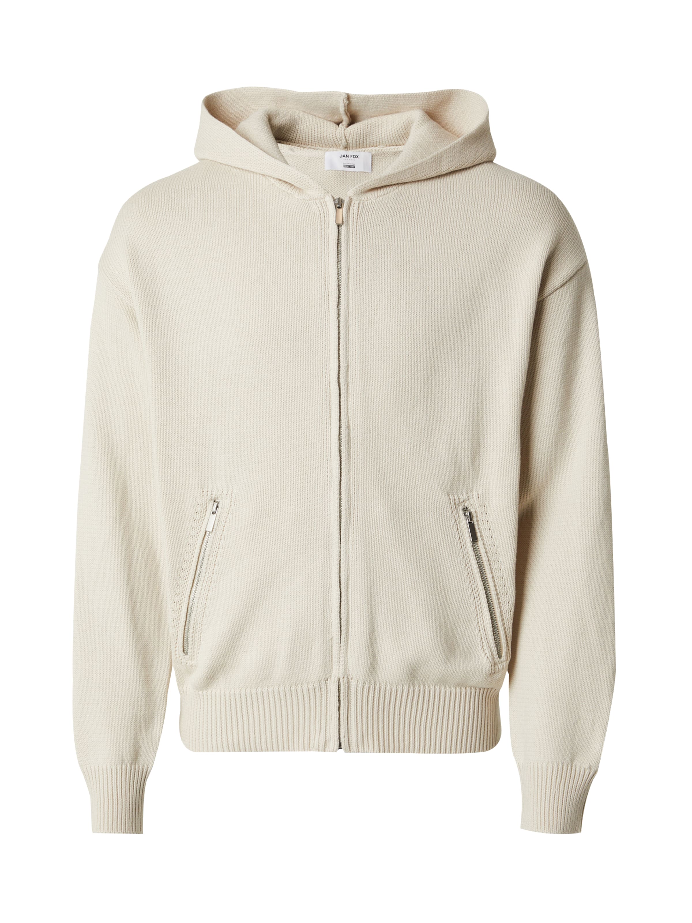 DAN FOX APPAREL Strickjacke 'Frederik' in Beige: Vorderseite