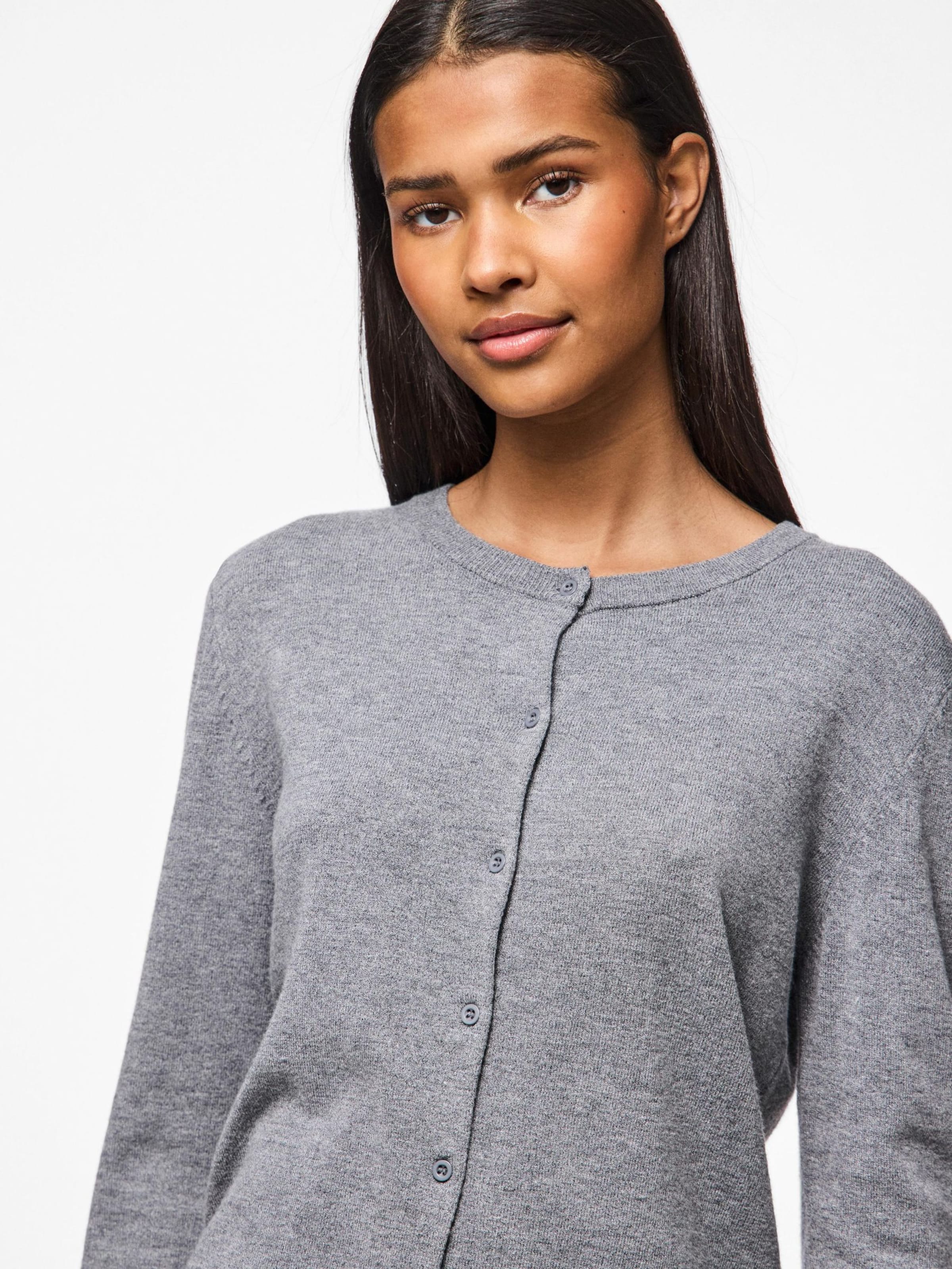 PIECES Knit Cardigan 'PCNora' in Mottled Grey | ABOUT YOU