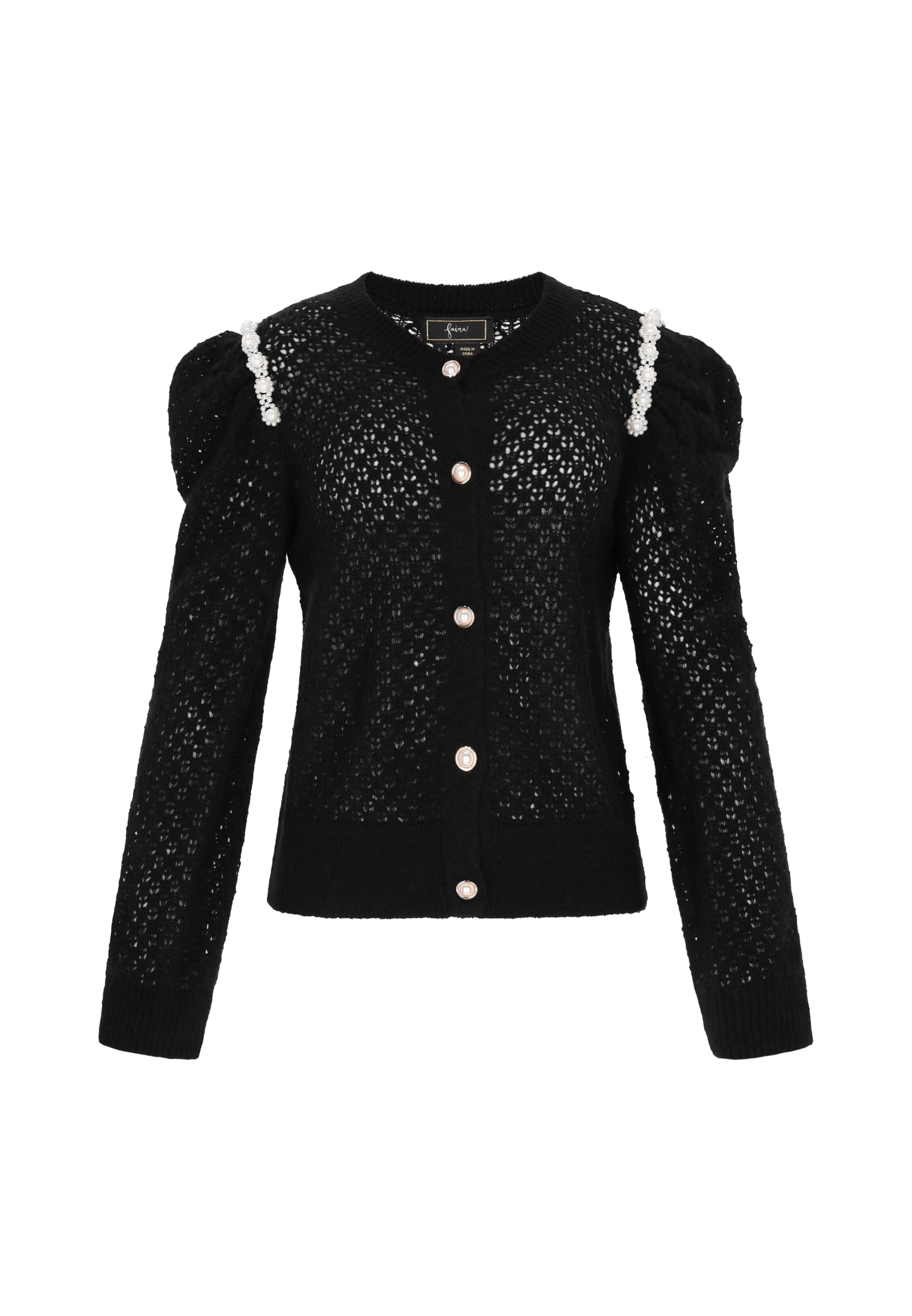 faina - Cárdigan en negro: frente