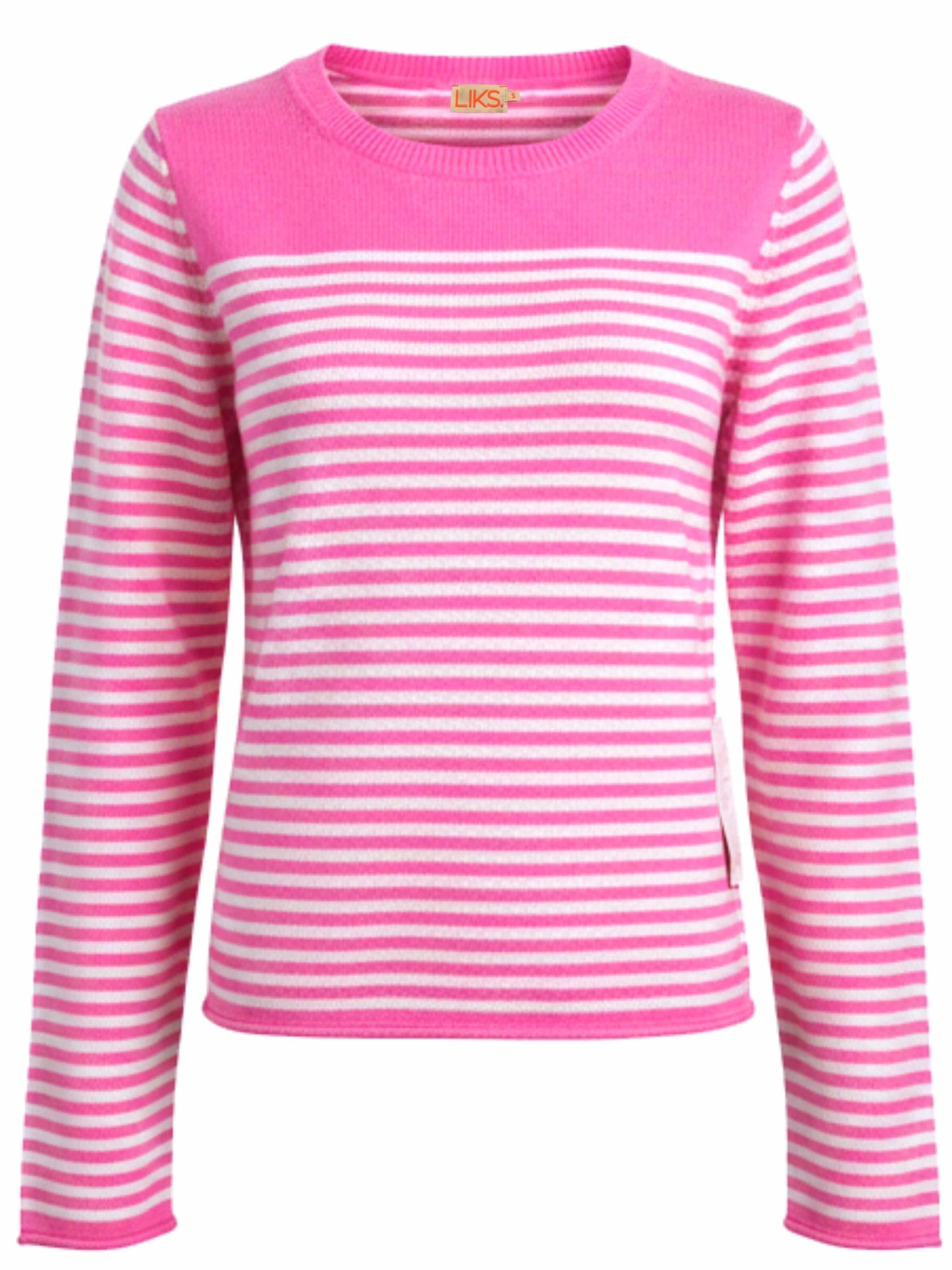 LIKS. Munich Tröja 'Damen Strickpullover gestreift aus Organic Cotton-Woll-Mischung - AmayaC' i rosa: framsida
