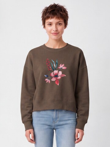 Sweat-shirt 'Blume in Wasserfarbe 01' Watapparel en marron : devant