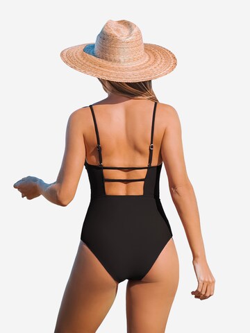 Cupshe Bralette Swimsuit 'Black-DAA12E3G007AA/Orange-CAA12E3K025CK' in Black