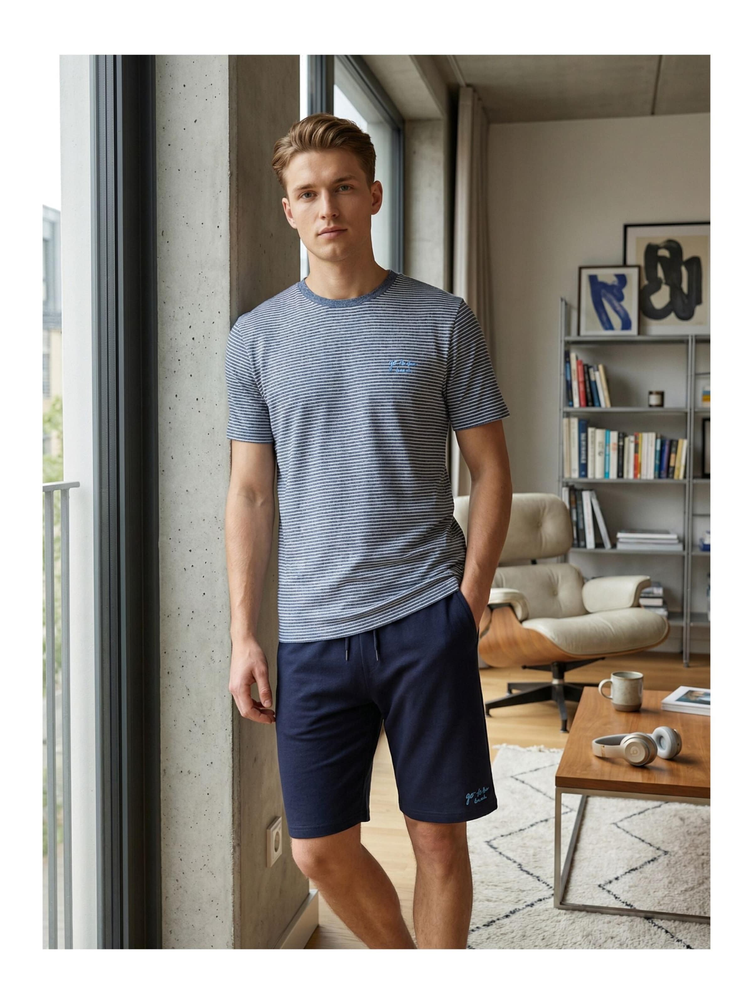 Phil & Co. Berlin Pyjama kurz 'Fashionable' in Blau