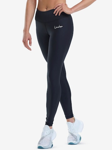 Skinny Pantalon de sport 'AEL102' Winshape en noir : devant