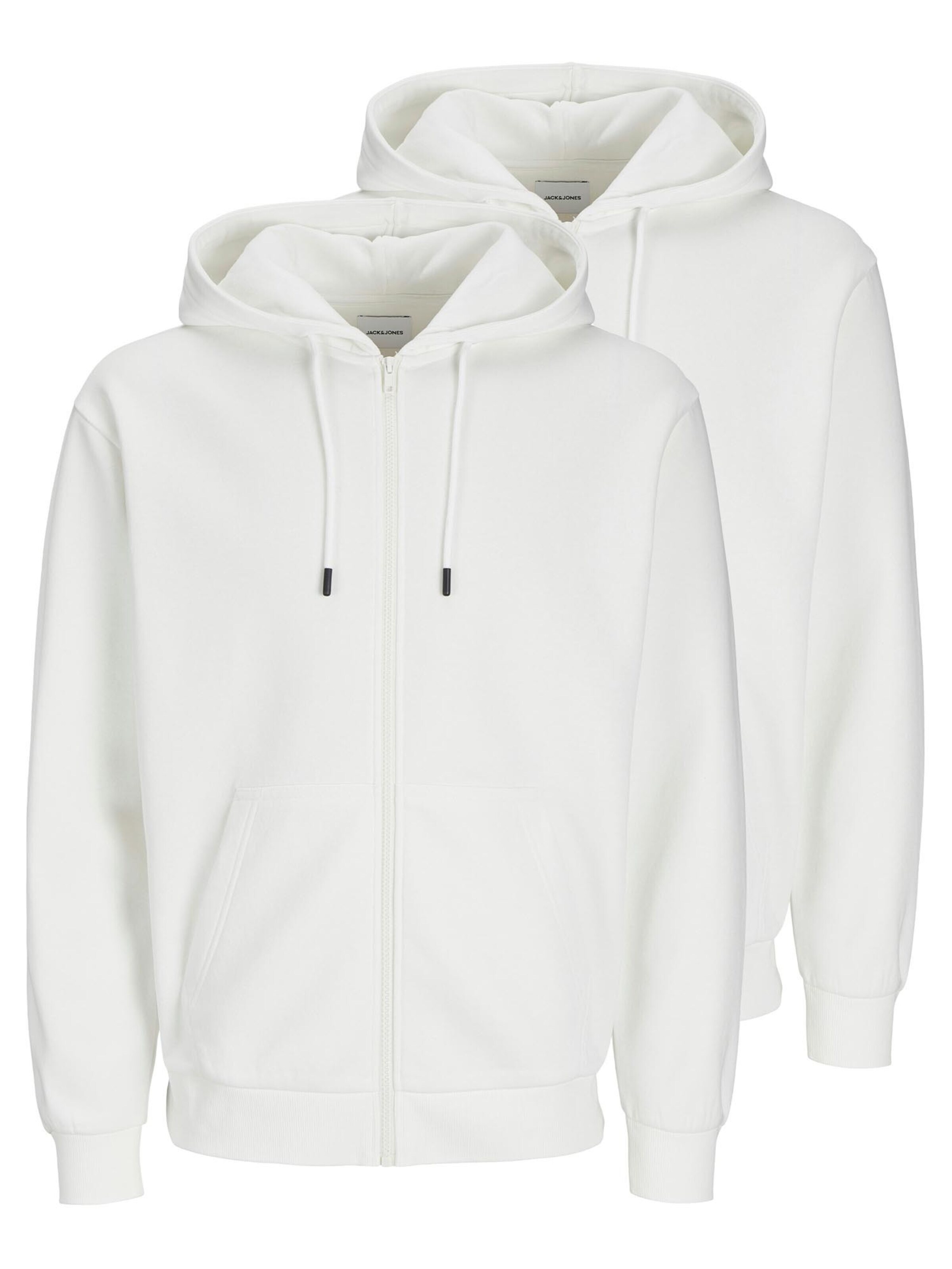 JACK & JONES Sweatjacke 'Bradley'‌‌‌‌ in Weiß: Vorderseite