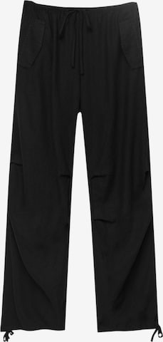 Pull&Bear Wide leg Trousers in Black: front