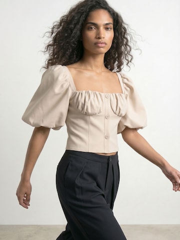 Camicia da donna 'HDLaura' di HYPEDROP in beige: frontale