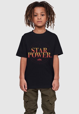 ABSOLUTE CULT Shirt 'Captain Marvel - Star Power' in Zwart: voorkant