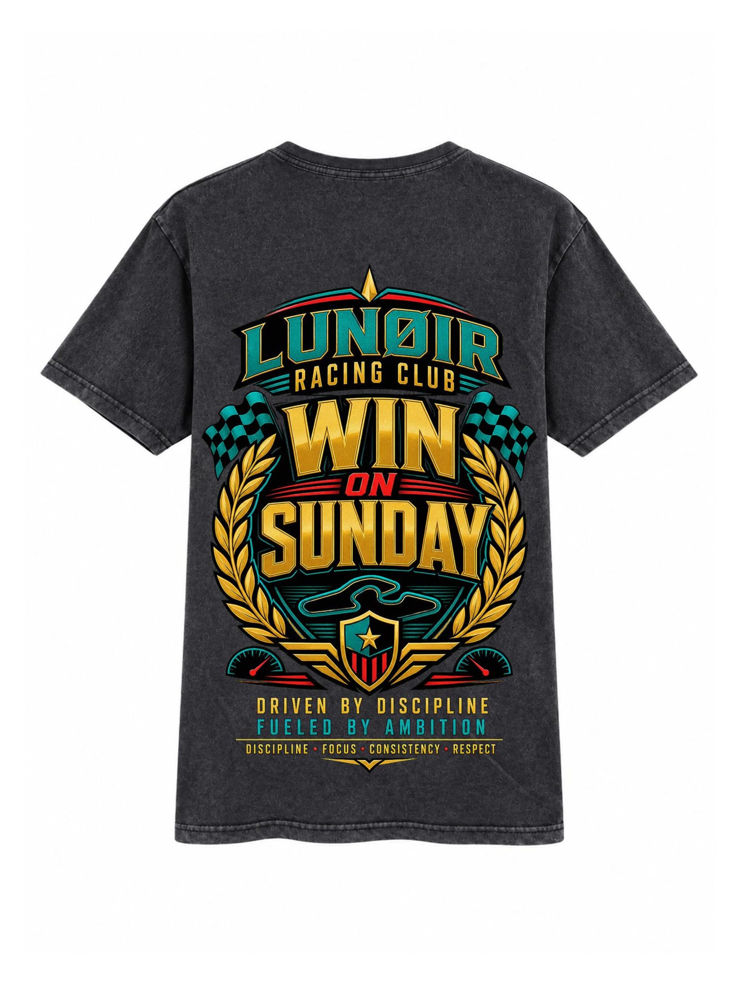 LUNØIR Studio Shirt 'Win on Sunday'‌‌ in Schwarz: Vorderseite