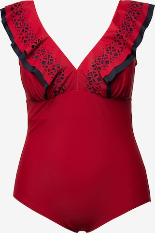 Ulla Popken Swimsuit in Red: front