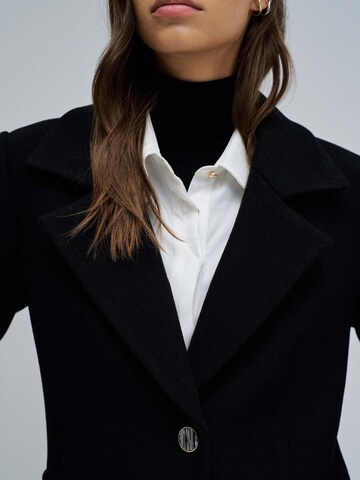 Salsa Jeans Winter Jacket 'Wool Coat With Faux Fur Collar' in Black