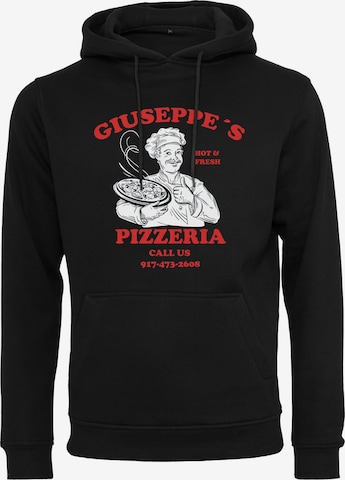 MT Men Sweatshirt 'Giuseppe's Pizzeria' in Zwart: voorkant
