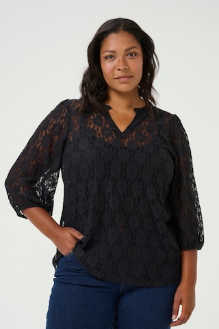 KAFFE CURVE Bluse in Schwarz: Vorderseite