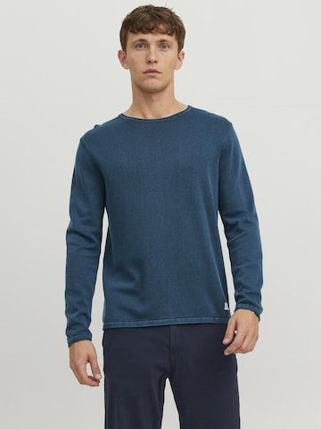 Coupe regular Pull-over 'Leo' JACK & JONES en bleu : devant