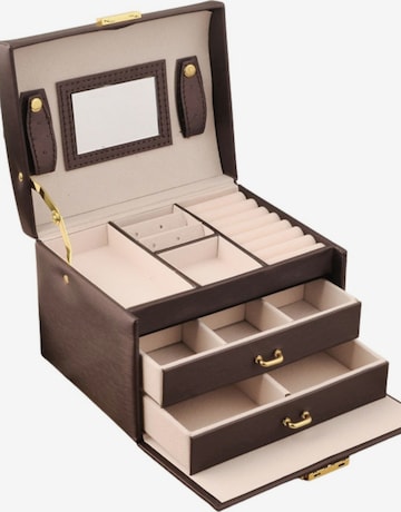 UNIQ Beauty Jewelry storage 'Jewellery Box – 3-Layer Organizer with Mirror, Drawers & Lock (Brown)' in Brown: front