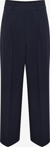 My Essential Wardrobe Wide leg Pleat-Front Pants in Blue: front