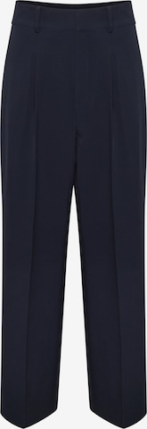 My Essential Wardrobe Wide leg Pleat-Front Pants in Blue: front