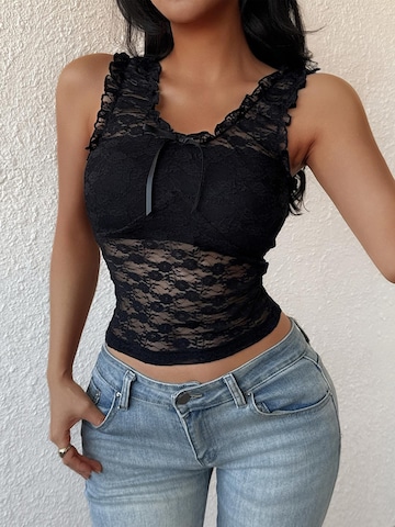 MEETWEE Slimfit Tuinbroek 'Mini Lace Top' in Zwart