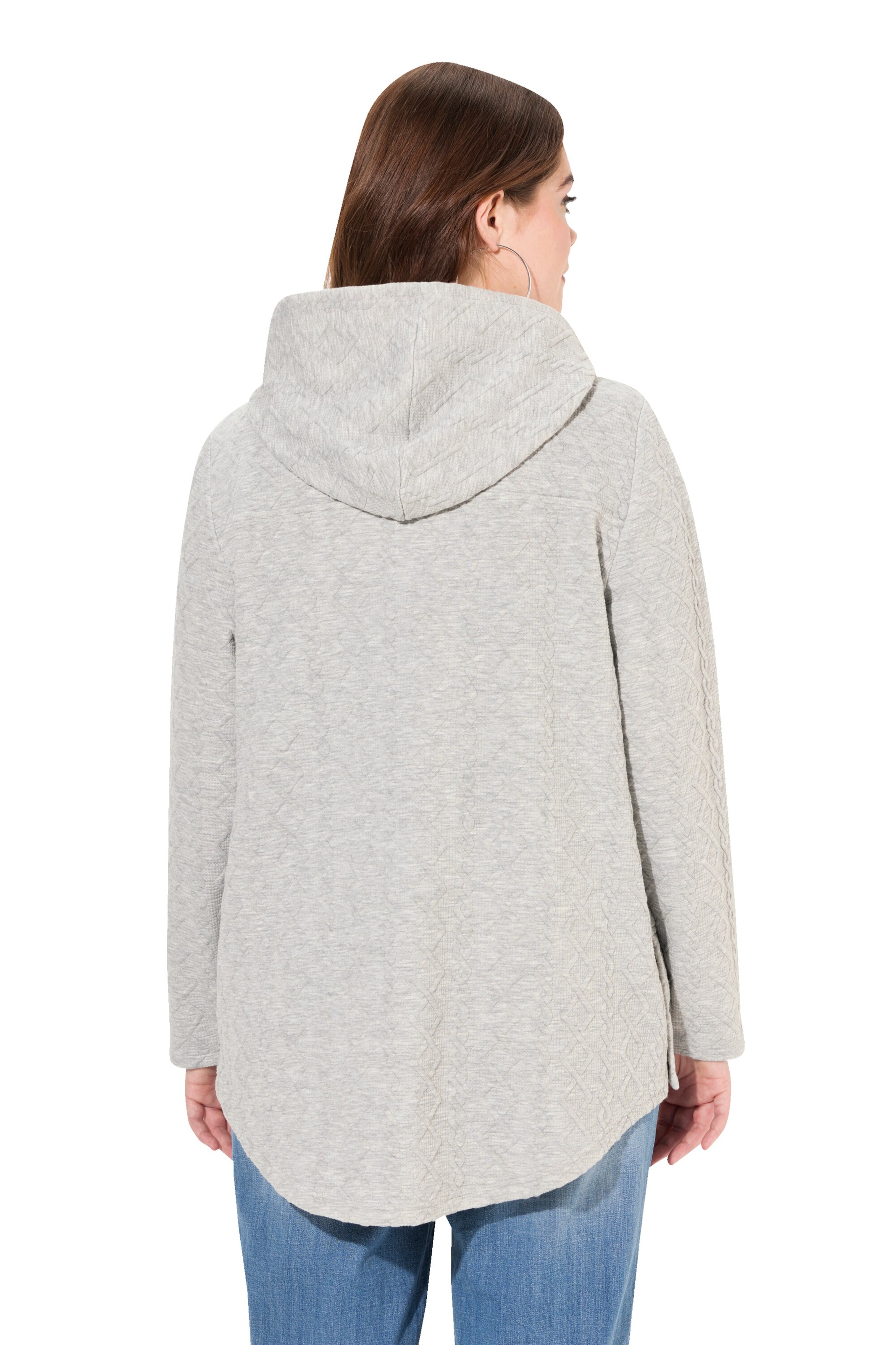 Ulla Popken Zip-Up Hoodie in White