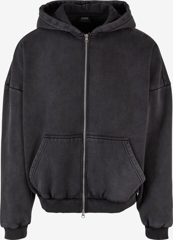 Urban Classics Zip-Up Hoodie in Black: front