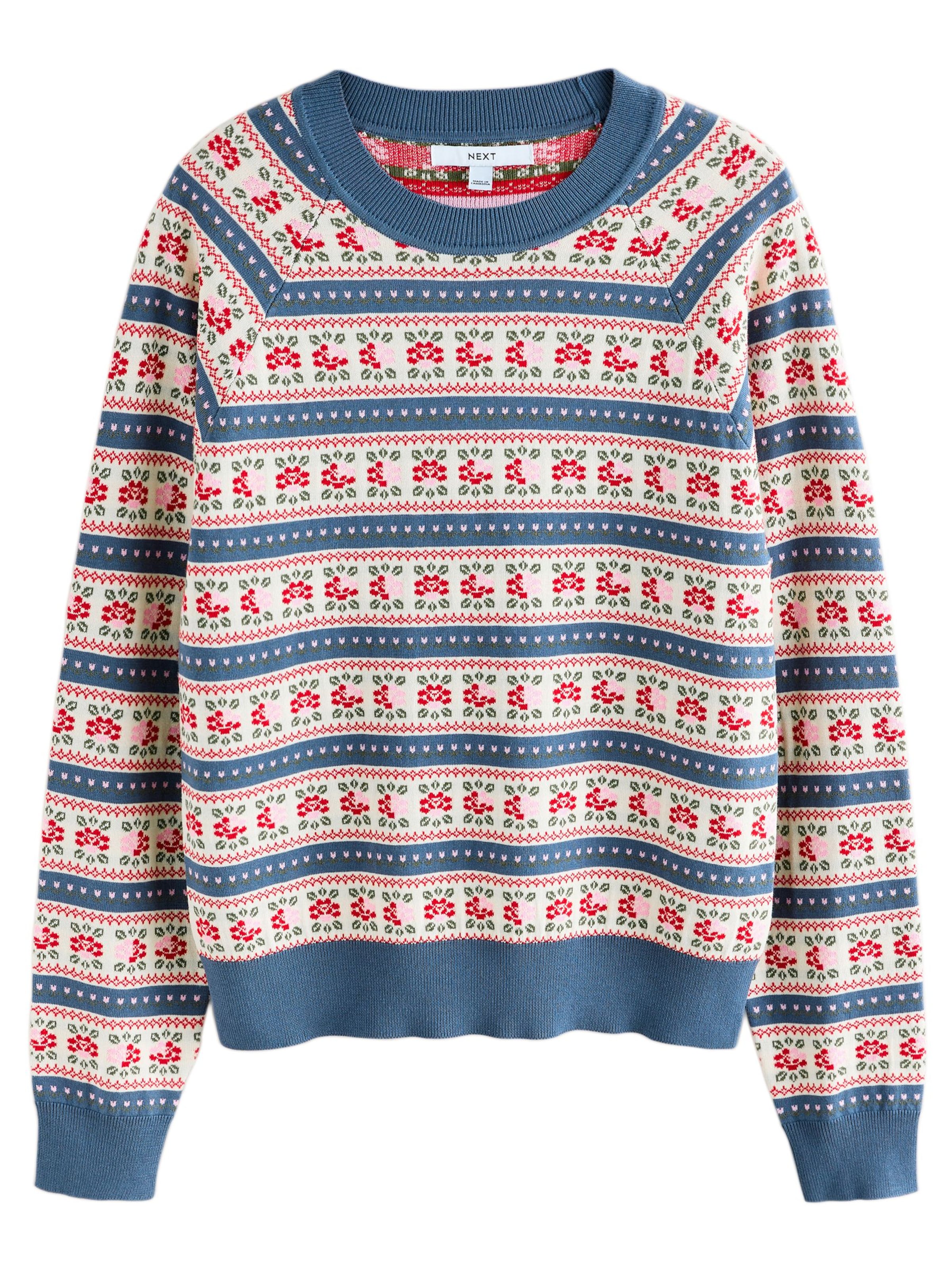 Next Свитер в Джинсовый синий / Темно-зеленый / Красный / Белый, Обзор товара