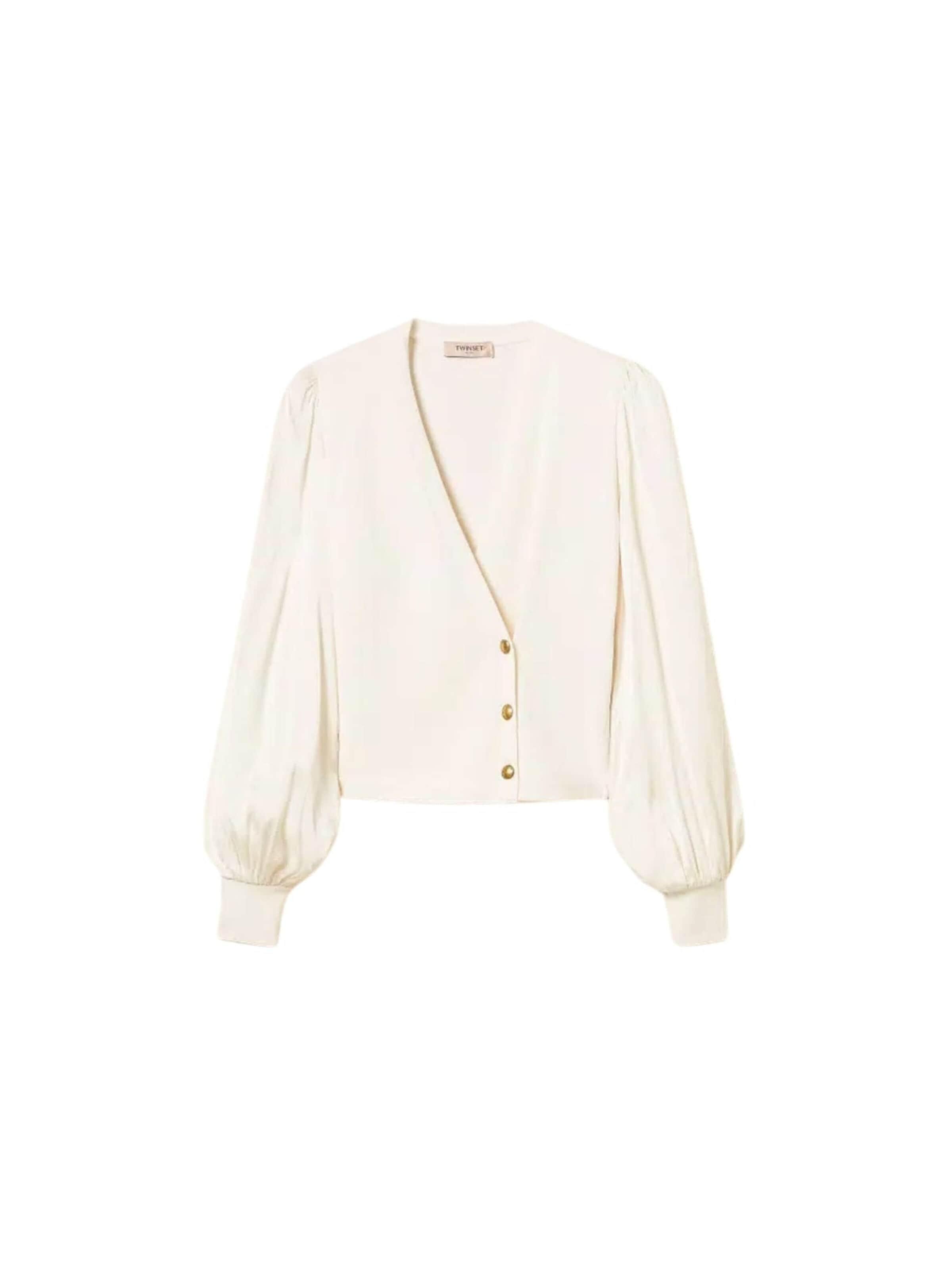 Camicia da donna 'Jacquard Fabric Sleeve Sweater' di Twinset in bianco: frontale