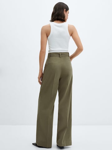MANGO Wide leg Pleated Pants 'Angie' in Green