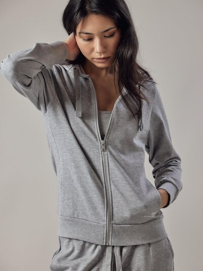 OWN Off With Nature Sweat-shirt 'Felpa con Cappuccio e Zip' en XS en gris clair, Vue avec produit
