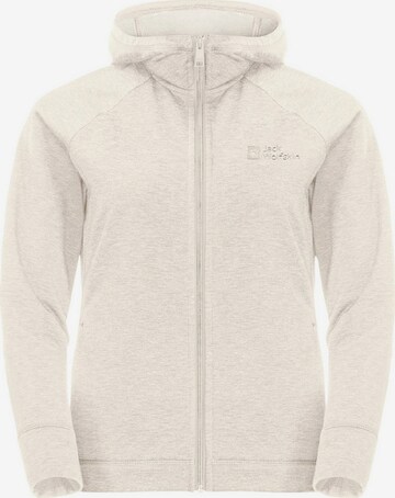 JACK WOLFSKIN Zip-Up Hoodie in White: front