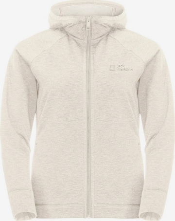 JACK WOLFSKIN Zip-Up Hoodie in White: front