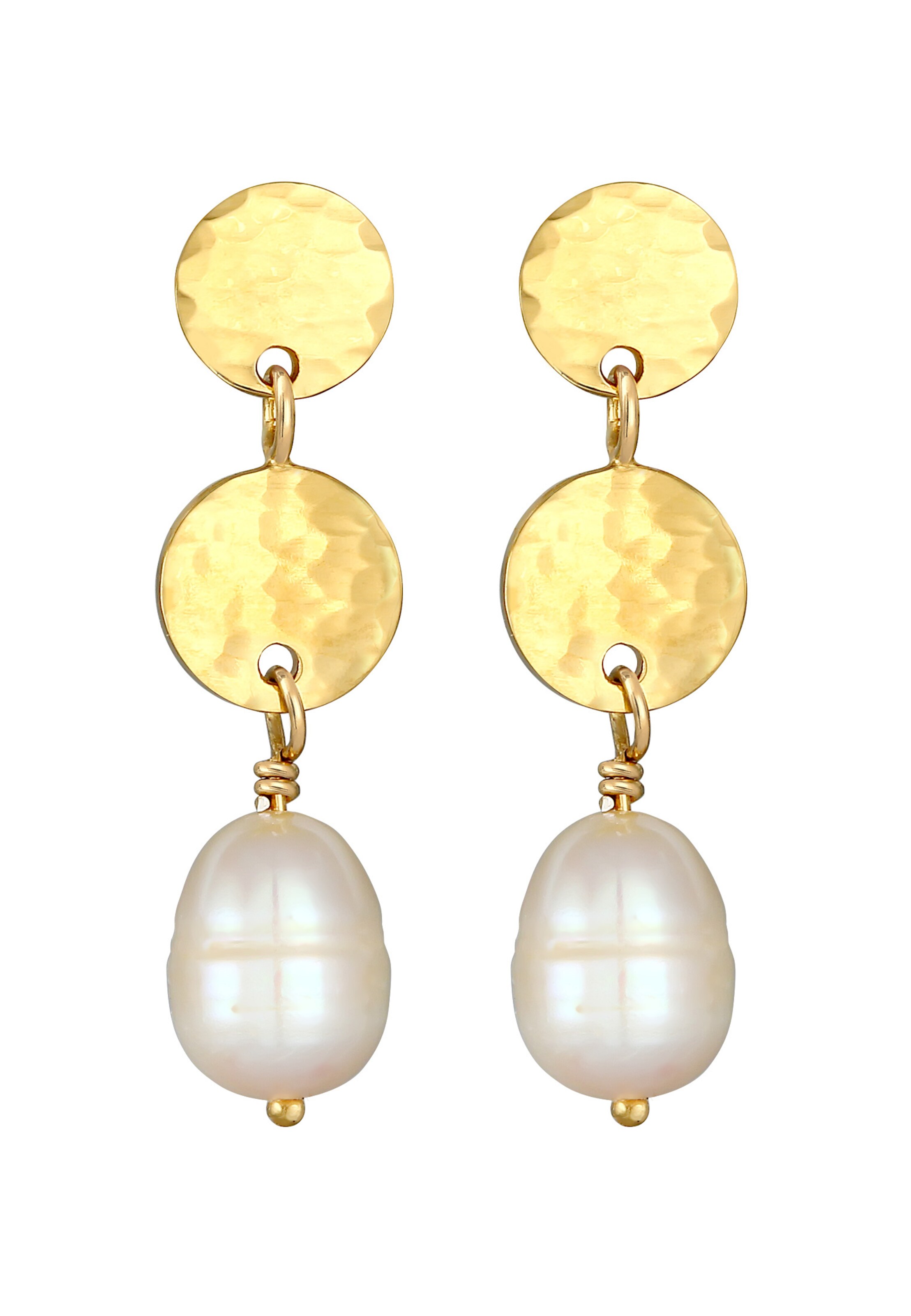 ELLI PREMIUM Ohrringe Kreis, Perlenohrhänger in Gold: Vorderseite